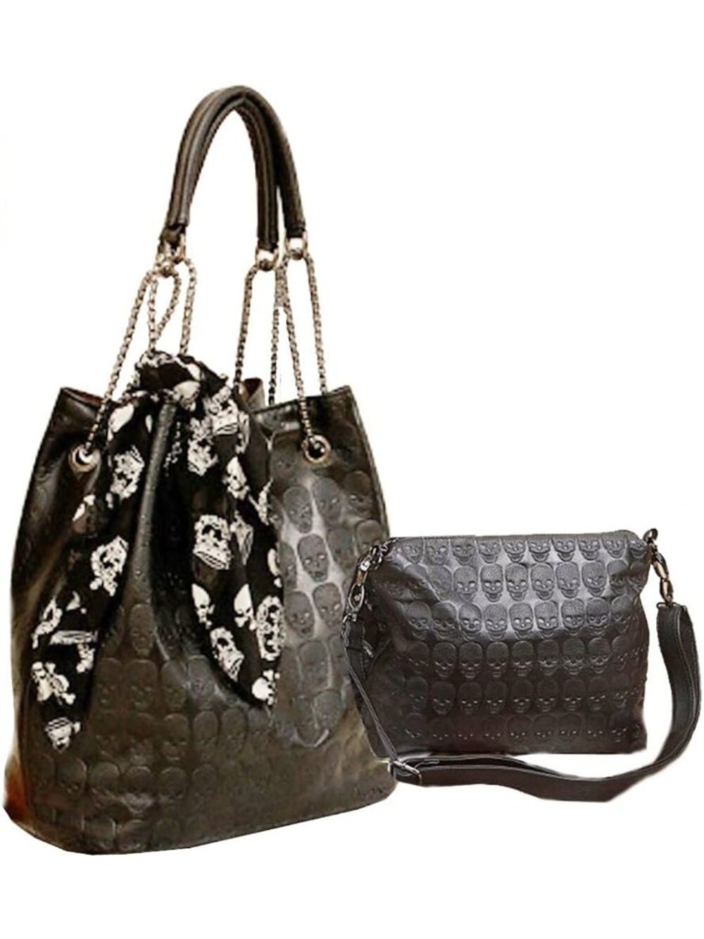 Stylish Skull Print PU Leather Hobo Tote Bag | Chic Shoulder Handbag Gift